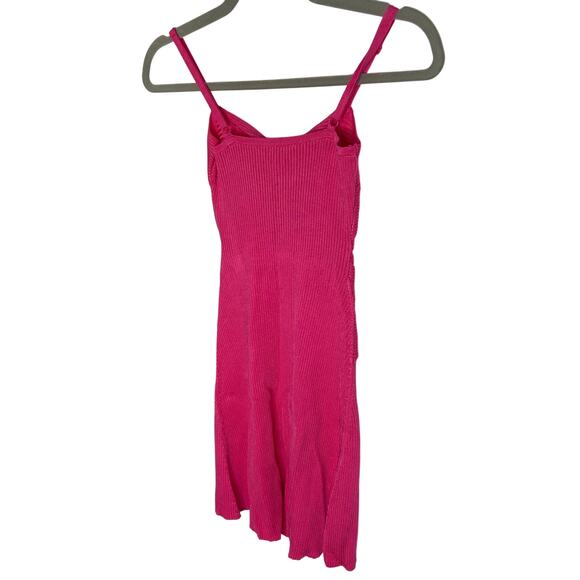 Cult Gaia Zenda Knotted Rib Knit Dress Cut Out Adjustable Strap Rose Pink Size S - Picture 6 of 11